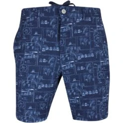 Original Penguin Golf Shorts - Beach Club Seersucker - Black Iris SS23