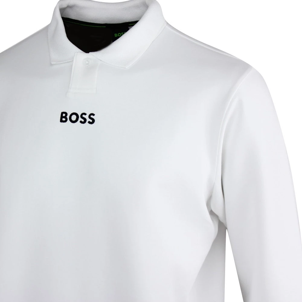 BOSS Golf Shirt - Pirax Gold LS Hybrid - Trianing White PS23 - Image 4