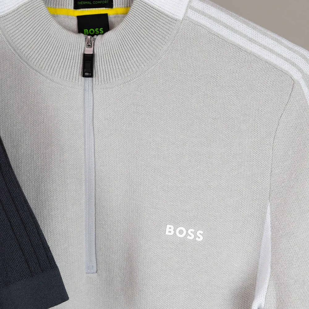 BOSS Golf Jumper - Zinos SS - Light Grey Melange FA23 - Image 10