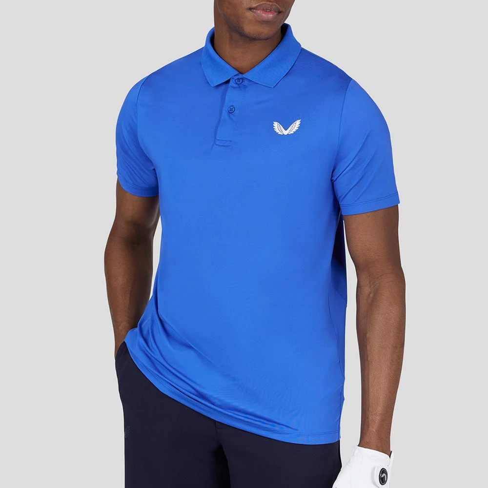 Castore Golf Shirt - Breathable Mesh Polo - Royal Blue SS23 - Image 5
