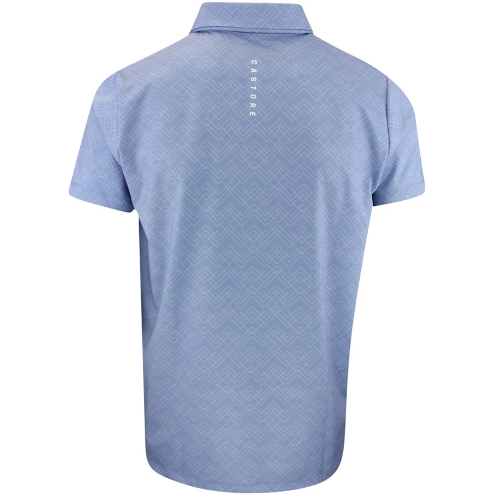 Castore Golf Shirt - Geo Wave Print Polo - Sky Blue SS23 - Image 3