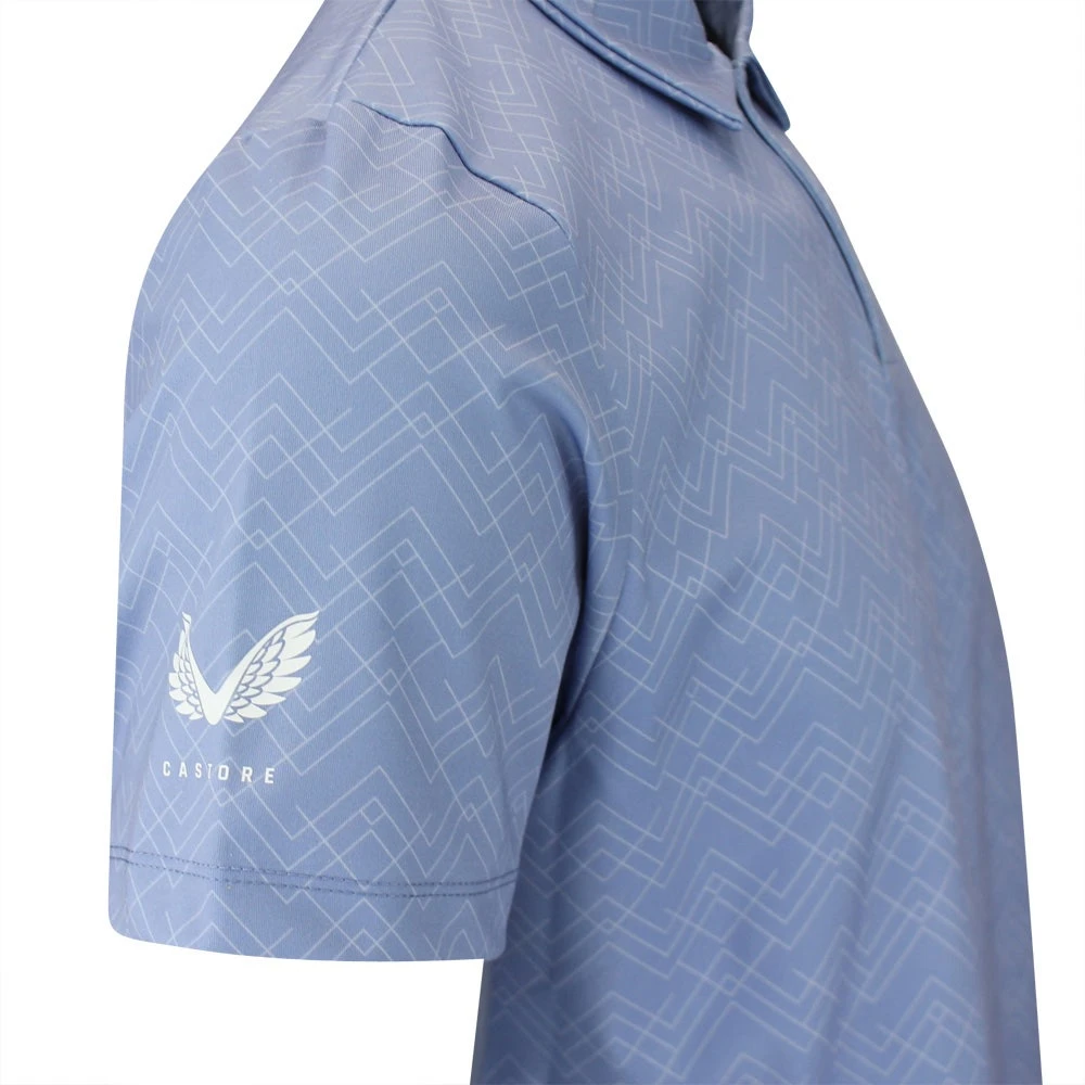 Castore Golf Shirt - Geo Wave Print Polo - Sky Blue SS23 - Image 5