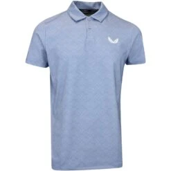 Castore Golf Shirt - Geo Wave Print Polo - Sky Blue SS23