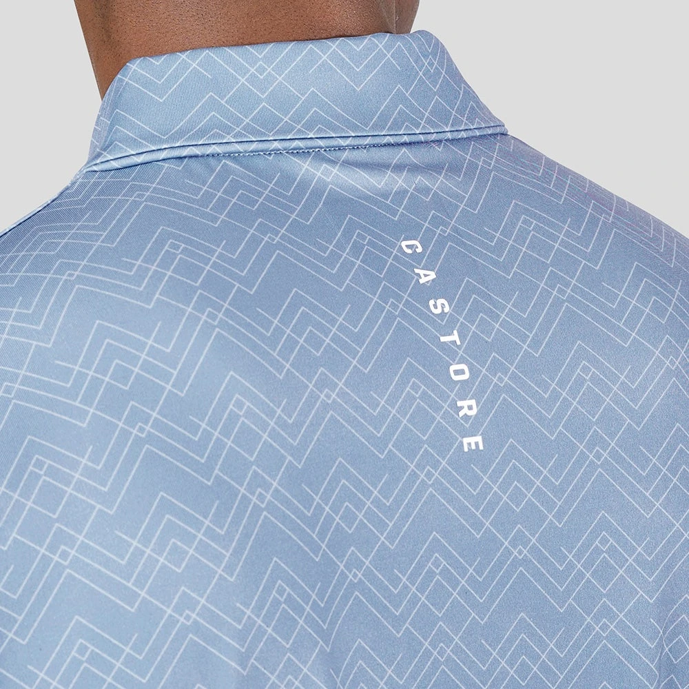Castore Golf Shirt - Geo Wave Print Polo - Sky Blue SS23 - Image 9