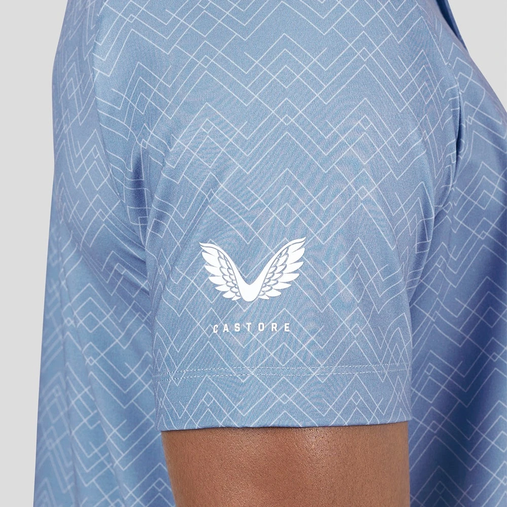 Castore Golf Shirt - Geo Wave Print Polo - Sky Blue SS23 - Image 10