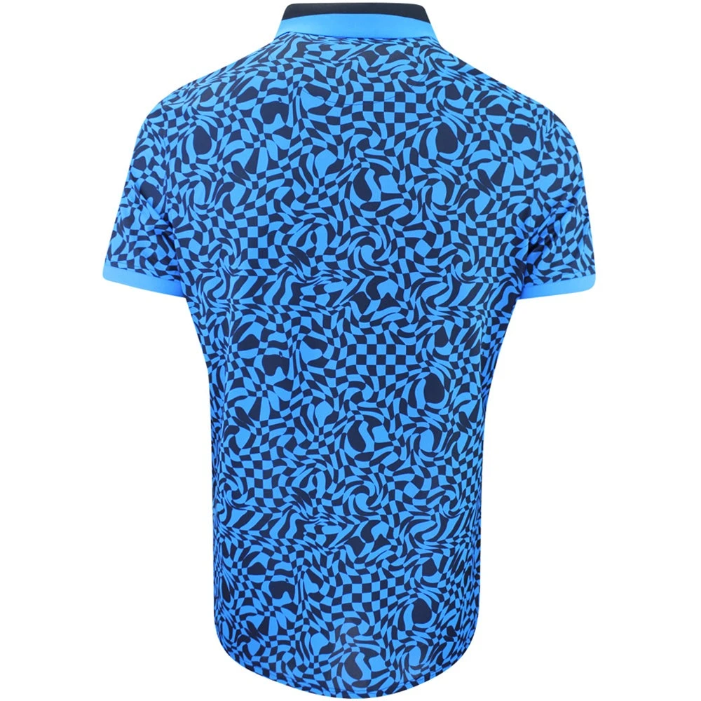 G/FORE Golf Shirt - Distorted Check Tech Pique - Racer Blue AW23 - Image 3