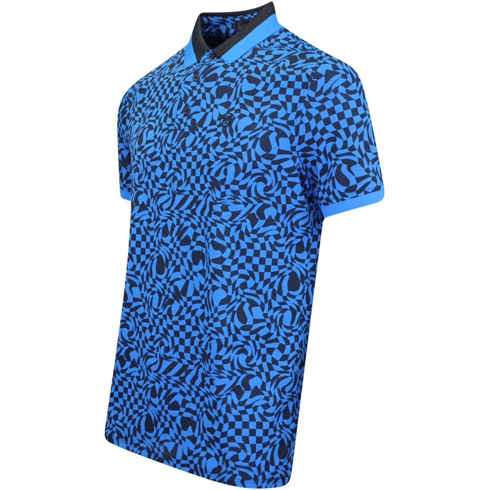 G/FORE Golf Shirt - Distorted Check Tech Pique - Racer Blue AW23 - Image 2