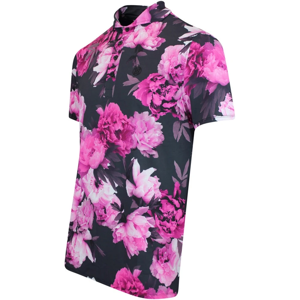 G/FORE Golf Shirt - Photo Floral Tech Jersey - Onyx AW23 - Image 2