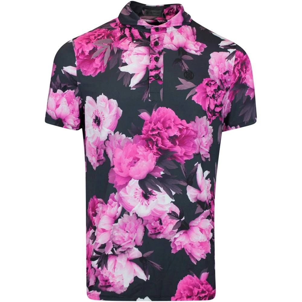 G/FORE Golf Shirt - Photo Floral Tech Jersey - Onyx AW23