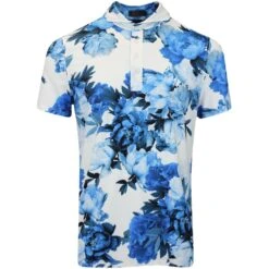 G/FORE Golf Shirt - Photo Floral Tech Jersey - Racer Blue AW23