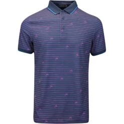 G/FORE Golf Shirt - Script Stripe Tech Pique - Twilight AW23