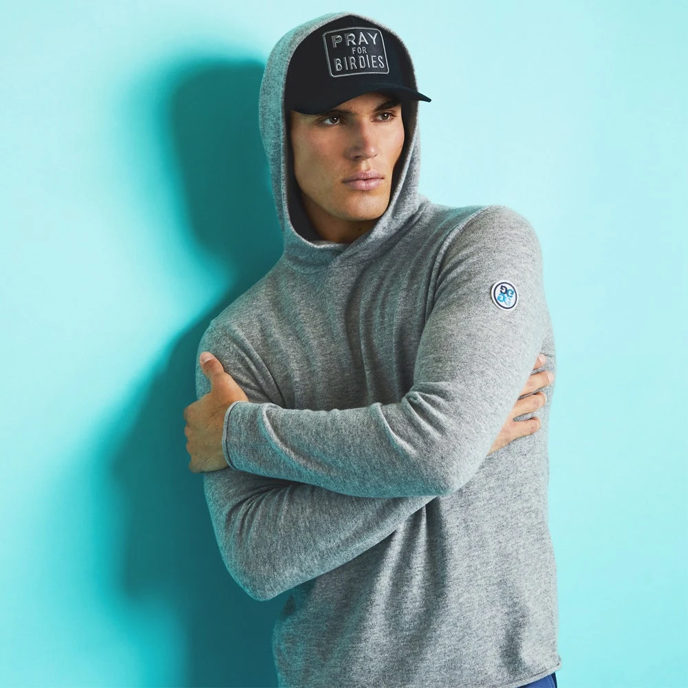 G/FORE Golf Pullover - Cashmere Hoodie - Light Htr Grey AW23 - Image 9