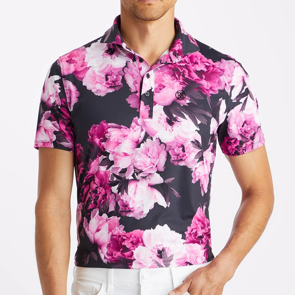 G/FORE Golf Shirt - Photo Floral Tech Jersey - Onyx AW23 - Image 5