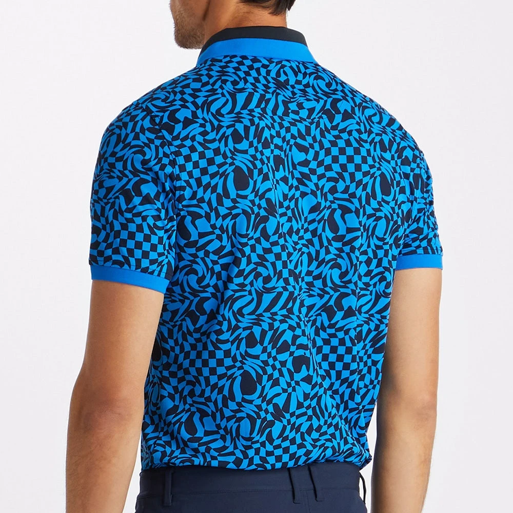 G/FORE Golf Shirt - Distorted Check Tech Pique - Racer Blue AW23 - Image 6
