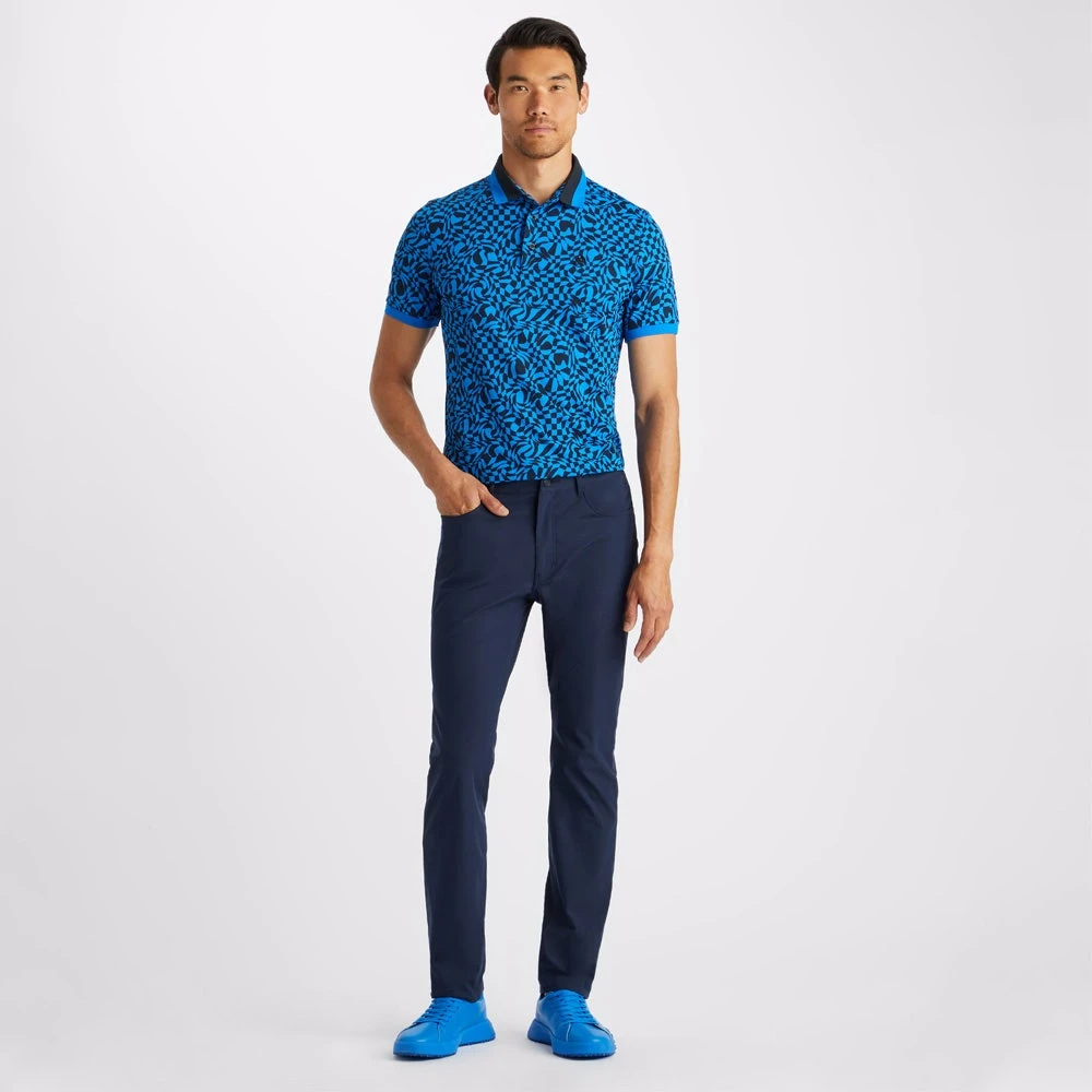 G/FORE Golf Shirt - Distorted Check Tech Pique - Racer Blue AW23 - Image 7