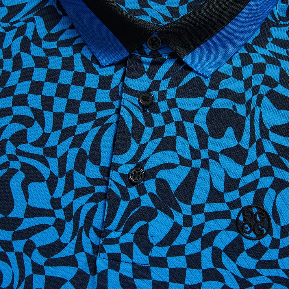 G/FORE Golf Shirt - Distorted Check Tech Pique - Racer Blue AW23 - Image 9