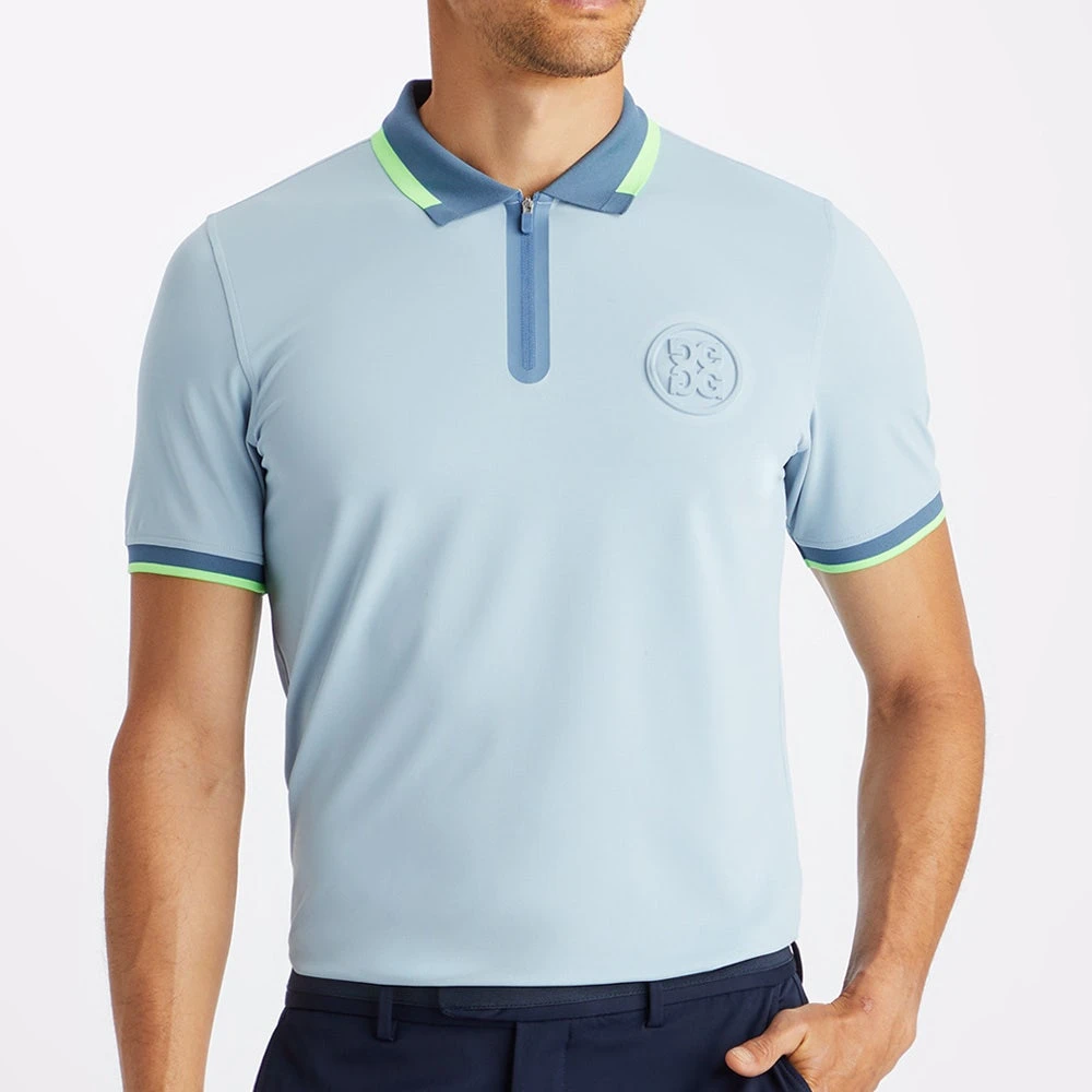 G/FORE Golf Shirt - Embossed Logo QZ Tech Pique - Drizzle AW23 - Image 6