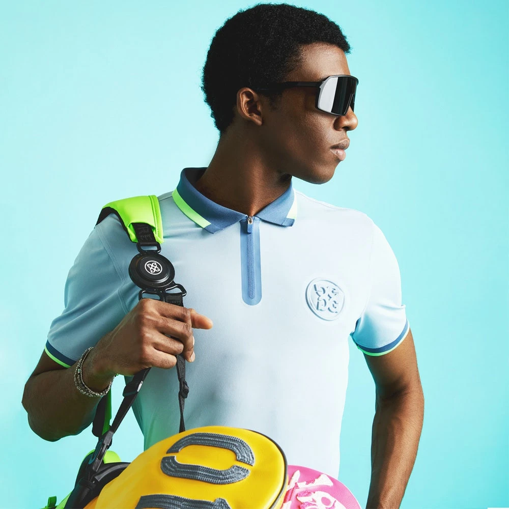 G/FORE Golf Shirt - Embossed Logo QZ Tech Pique - Drizzle AW23 - Image 9