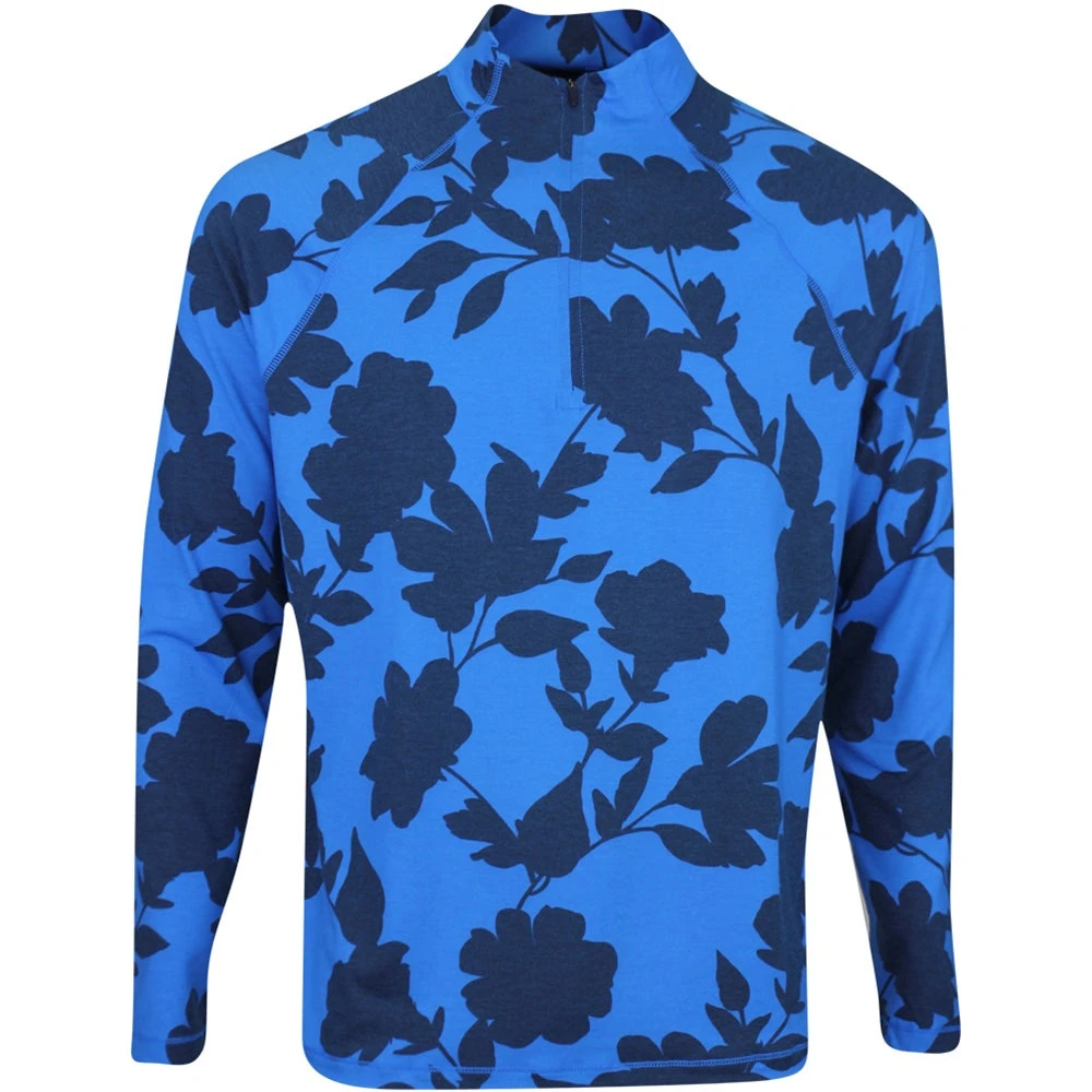 G/FORE Golf Pullover - Tonal Floral Luxe Mid - Racer Blue AW23