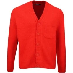 J.Lindeberg Golf Jumper - Clarke Knitted Cardigan - Fiery Red AW23
