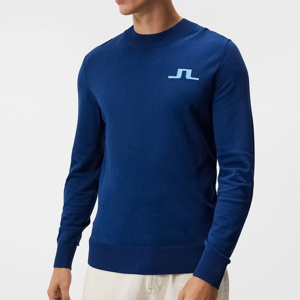 J.Lindeberg Golf Jumper - Gus Knitted Sweater - Estate Blue AW23 - Image 5