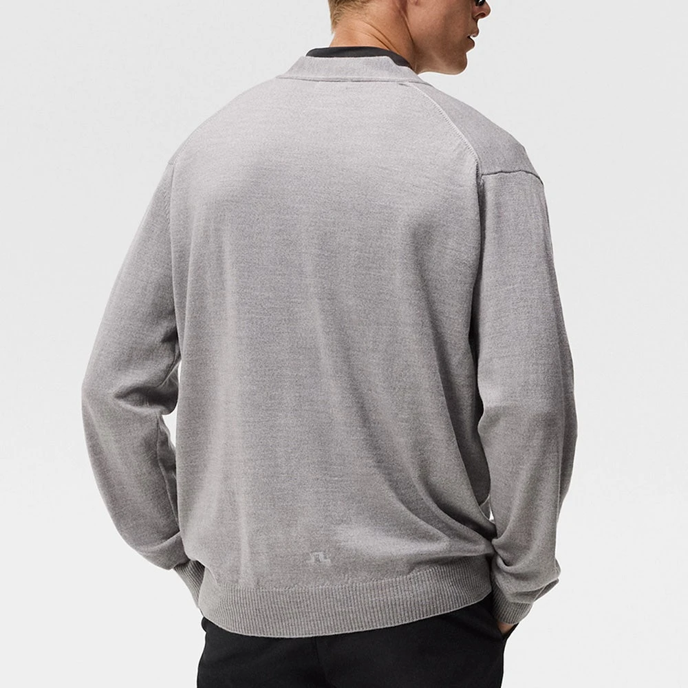 J.Lindeberg Golf Jumper - Lucas Knitted Cardigan - Grey Mel. AW23 - Image 6