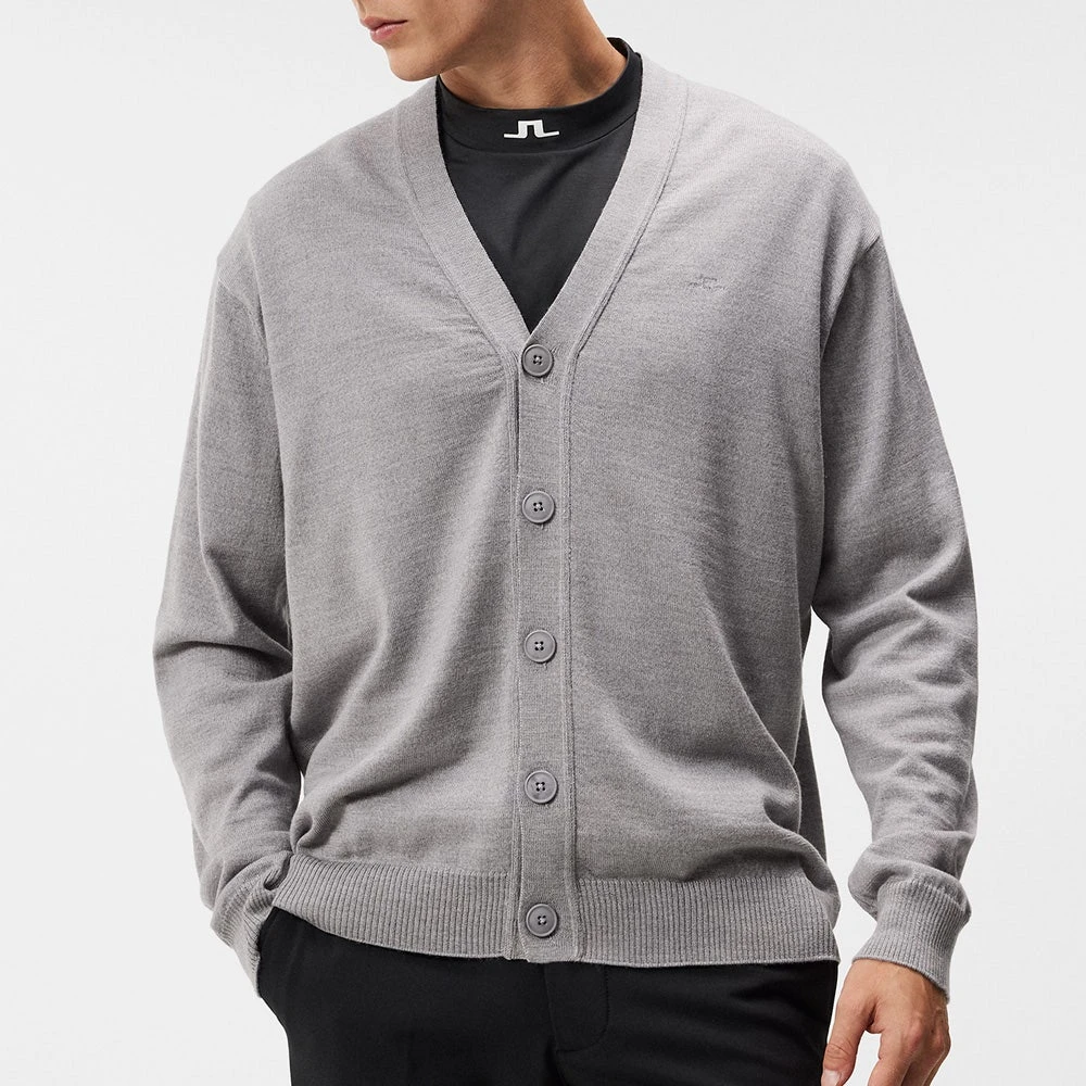 J.Lindeberg Golf Jumper - Lucas Knitted Cardigan - Grey Mel. AW23 - Image 5