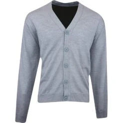 J.Lindeberg Golf Jumper - Lucas Knitted Cardigan - Grey Mel. AW23