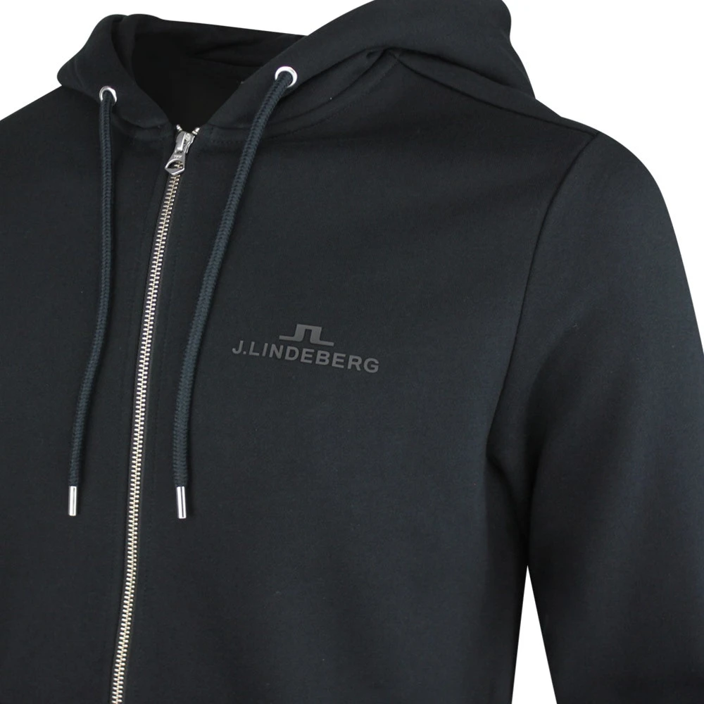 J.Lindeberg Golf Hoodie - Alpha Fleece FZ - Black SS23 - Image 4