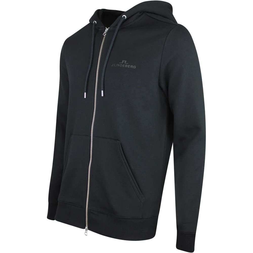 J.Lindeberg Golf Hoodie - Alpha Fleece FZ - Black SS23 - Image 2