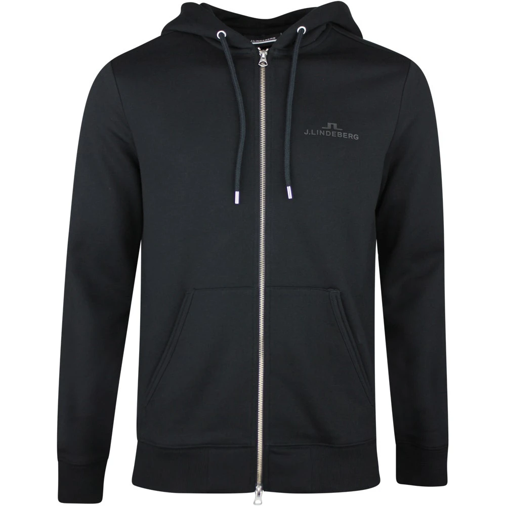 J.Lindeberg Golf Hoodie - Alpha Fleece FZ - Black SS23