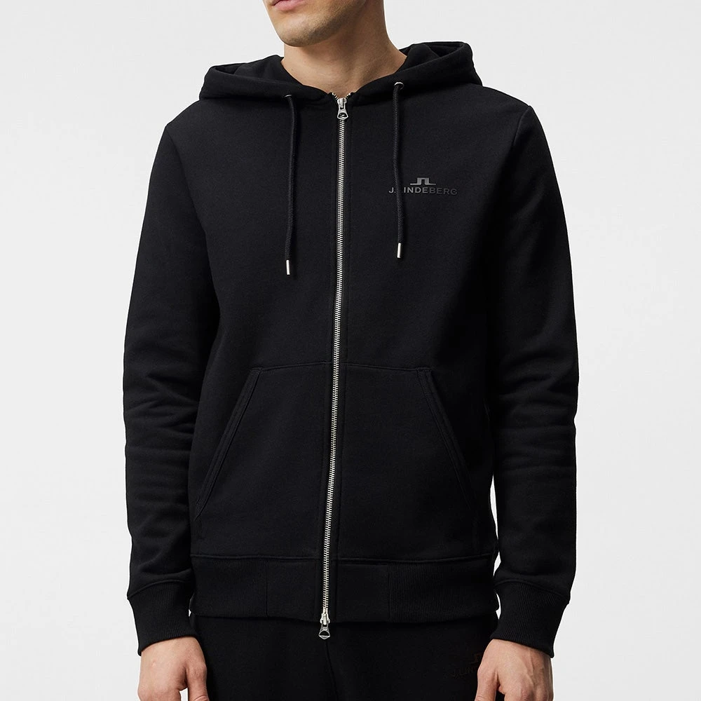 J.Lindeberg Golf Hoodie - Alpha Fleece FZ - Black SS23 - Image 5
