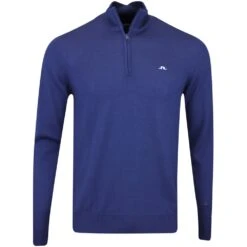 J.Lindeberg Golf Pullover - Kian QZ Sweater - Estate Blue AW23