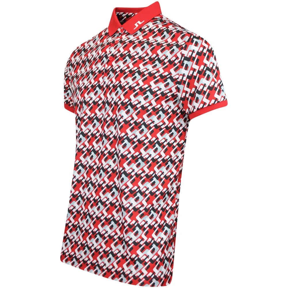 J.Lindeberg Golf Shirt - KV Print Regular Fit - MB Cherry AW23 - Image 2