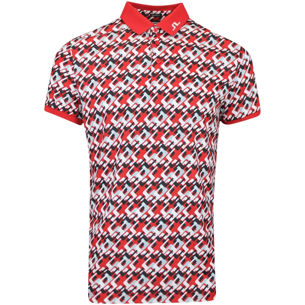 J.Lindeberg Golf Shirt - KV Print Regular Fit - MB Cherry AW23