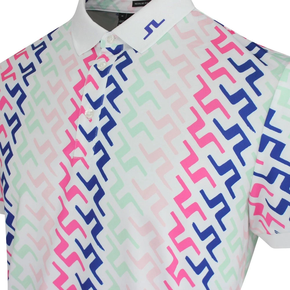 J.Lindeberg Golf Shirt - Tour Tech Print - Pink Bridge HS23 - Image 4