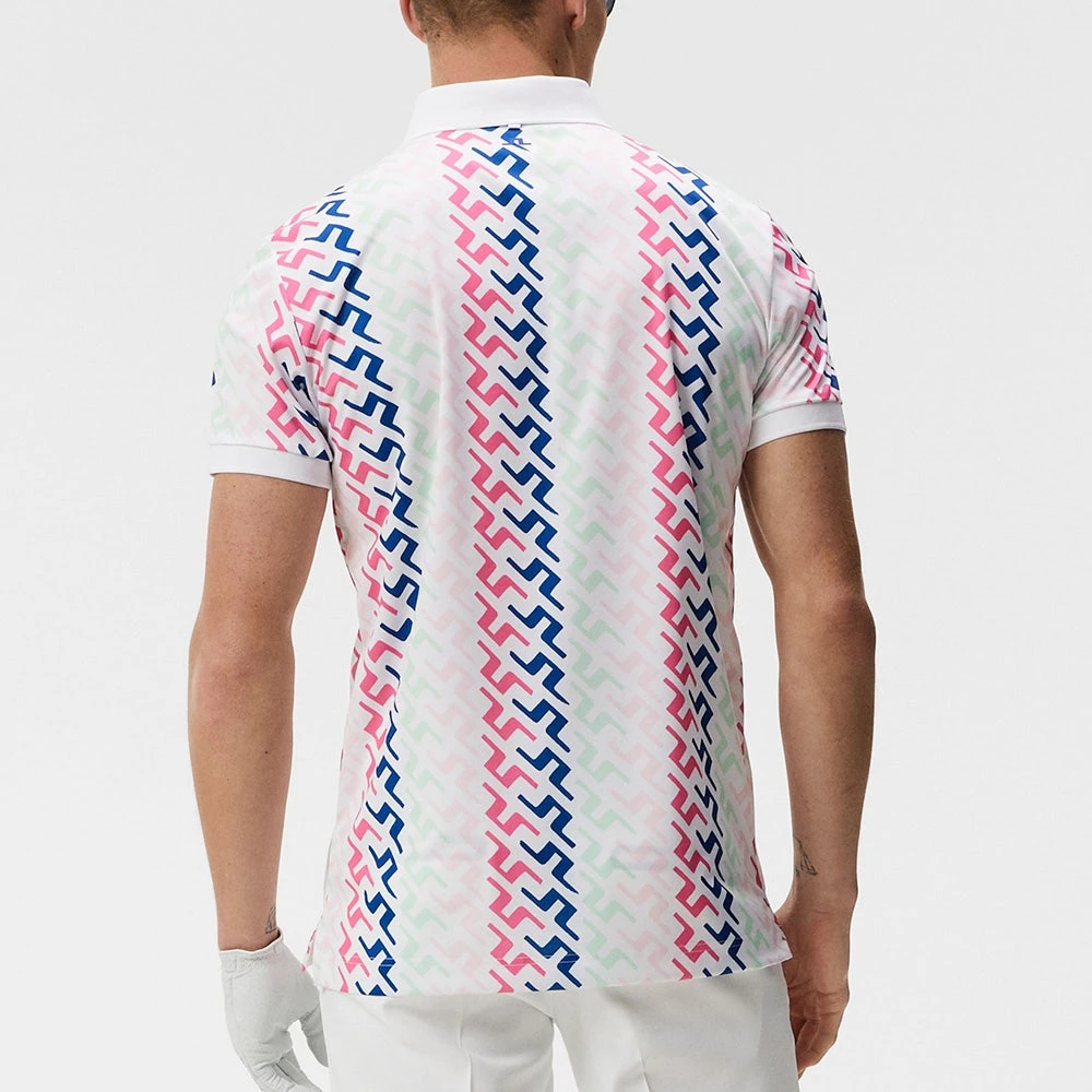 J.Lindeberg Golf Shirt - Tour Tech Print - Pink Bridge HS23 - Image 6