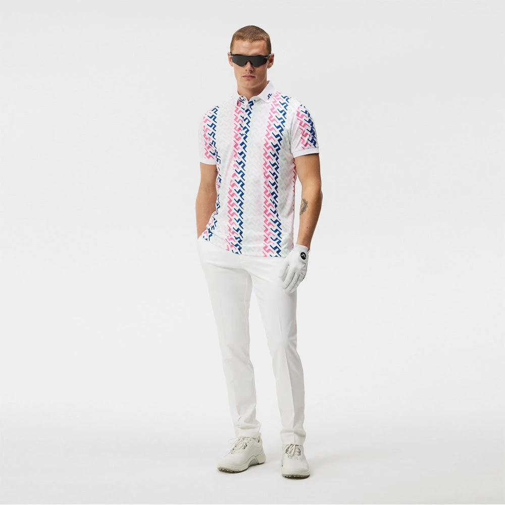 J.Lindeberg Golf Shirt - Tour Tech Print - Pink Bridge HS23 - Image 8