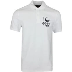 J.Lindeberg Golf Shirt - Troy Pique Polo - USA PGA White SU23