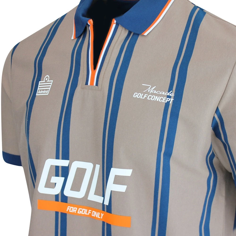 Macade Golf Shirt - Admiral Sportswear Stripe Polo - Light Brown AW23 - Image 4