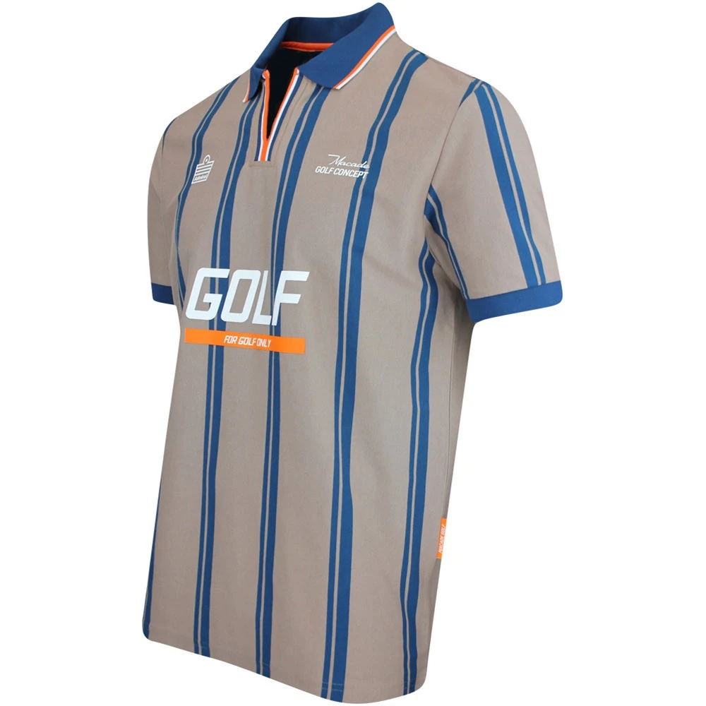 Macade Golf Shirt - Admiral Sportswear Stripe Polo - Light Brown AW23 - Image 2