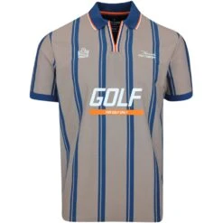 Macade Golf Shirt - Admiral Sportswear Stripe Polo - Light Brown AW23