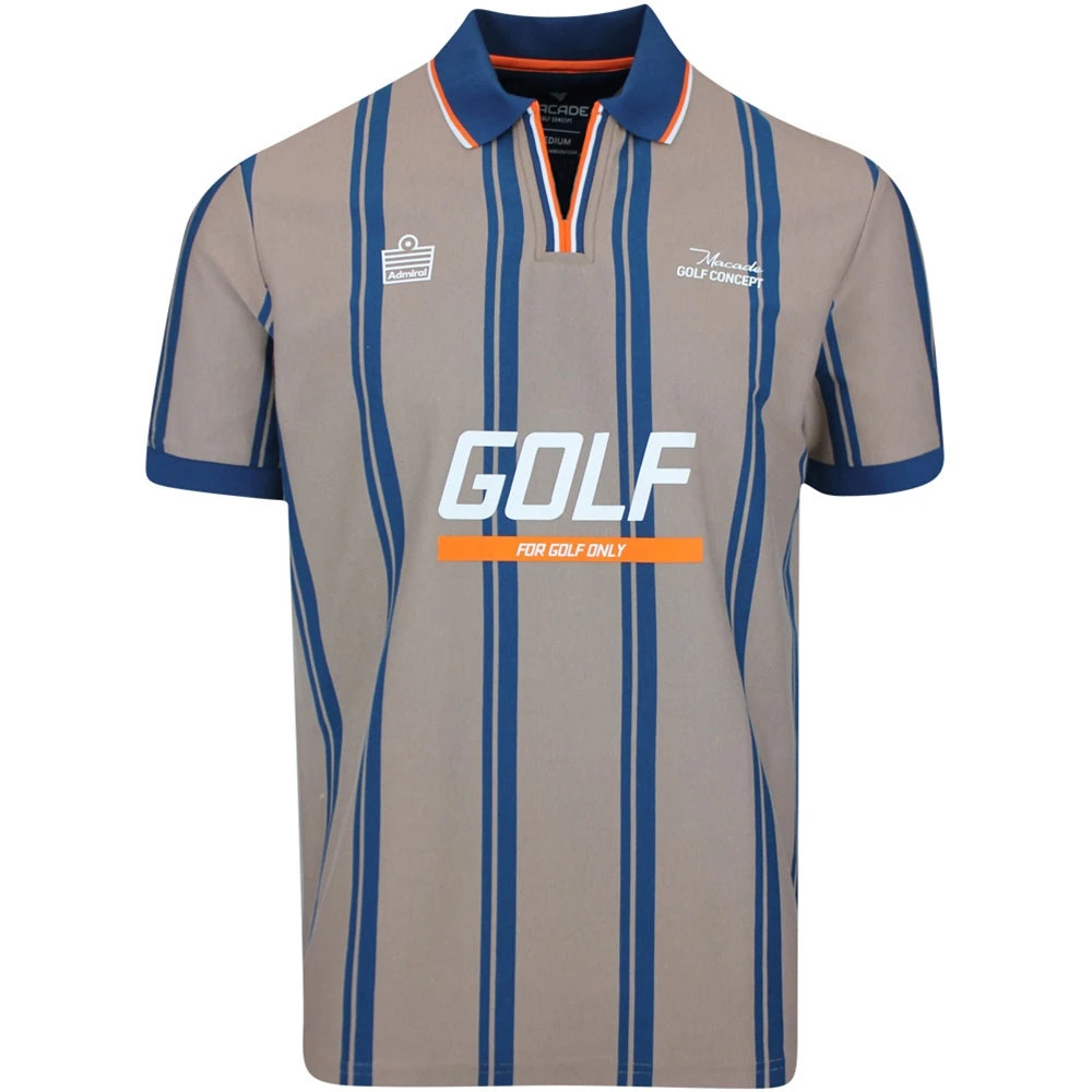 Macade Golf Shirt - Admiral Sportswear Stripe Polo - Light Brown AW23