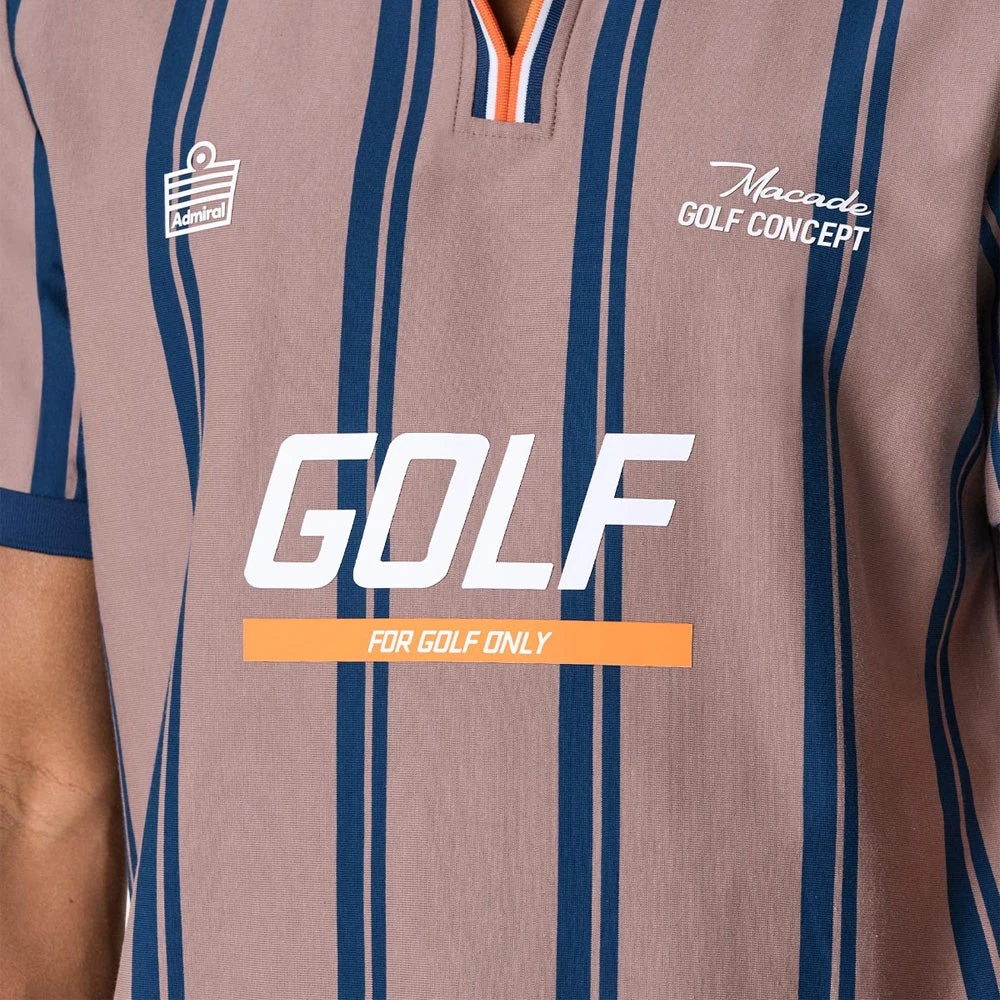 Macade Golf Shirt - Admiral Sportswear Stripe Polo - Light Brown AW23 - Image 8