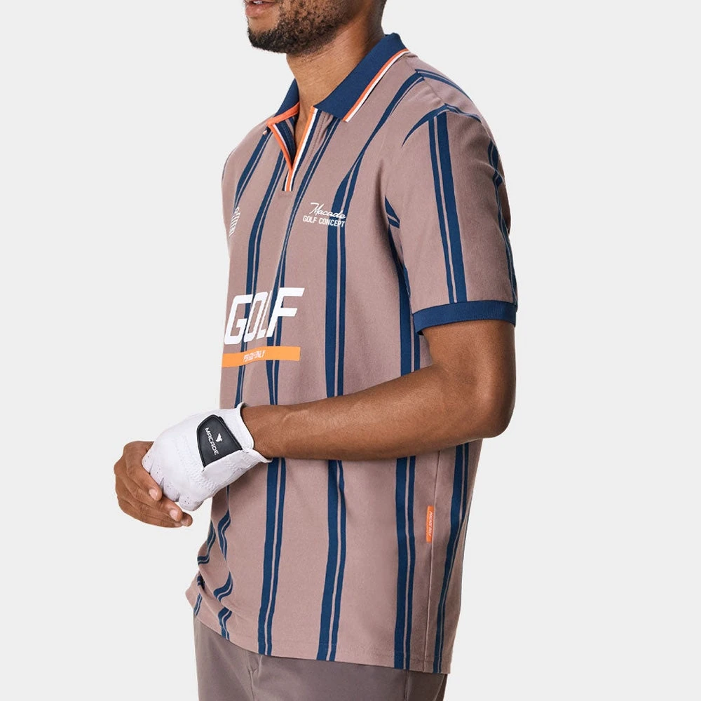 Macade Golf Shirt - Admiral Sportswear Stripe Polo - Light Brown AW23 - Image 6