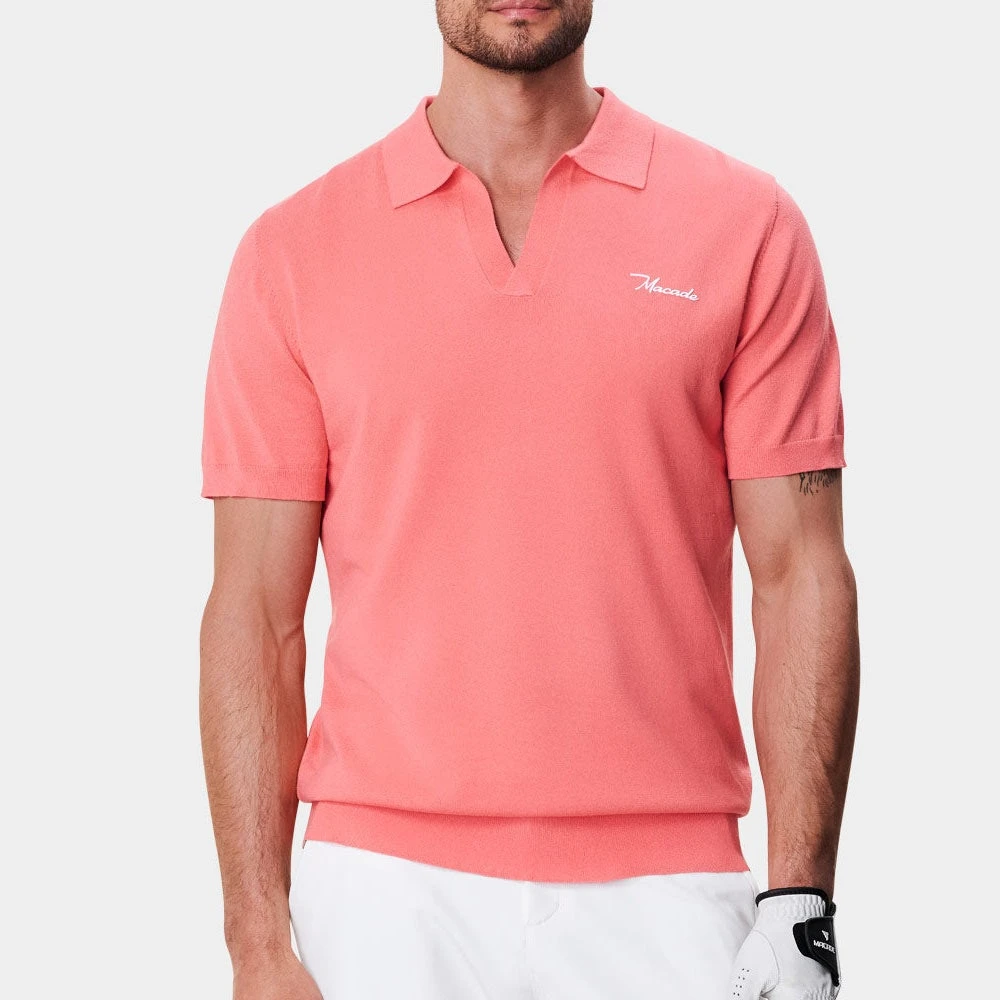 Macade Golf Shirt - Mac Knitted Polo - Peach AW23 - Image 5