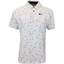 Nike Golf Shirt - NK DF Tour Floral Polo - White FA23