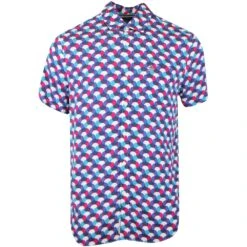Original Penguin Shirt - PRM Geo Button Up - Mosaic Blue SS23