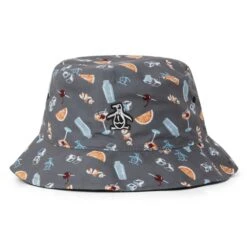 Original Penguin Golf Hat - Cocktail Bucket - Grey Reversible AW23