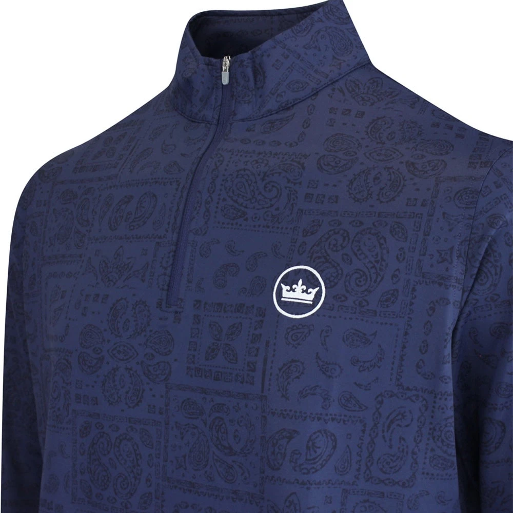 Peter Millar Golf Pullover - Perth Delos Paisley QZ - Navy AW23 - Image 4